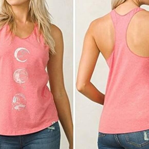 Prana Tops - PrAna Graphic Moon Tank Yoga Racer Back Lightweight Jersey Cotton Size M